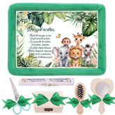 Trusou mot baieti, aniversare 1 an, Safari, catifea verde, 7 piese, 34x25 cm, REC5011/34